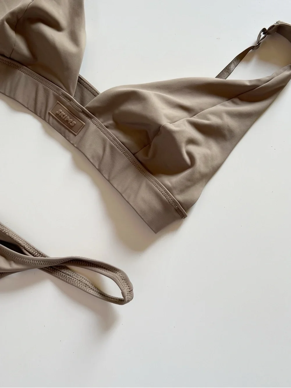 SKIMS Swin Tan Plunge Bralette and Thong Swimwear Set | Medium